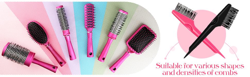 Pink double-headed comb cleaner |   The double-headed cleaner removes accumulated hair debris, provides salon-level cleaning for home use, features an easy-to-grip handle, and quickly cleans combs: Beauty and personal care