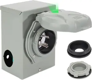 Pre-Drilling 50Amp Generator Power Inlet Box, NEMA SS2-50P,125/250 Volt, 6250/12500W 50a Power Inlet Box for Emergency in Rainstorm Snowstorm Weather Outdoor Use,ETL Listed (SS2-50P)