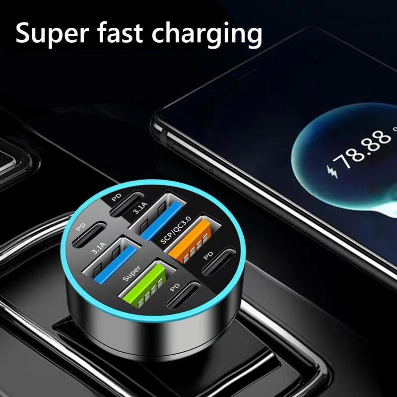 8-Port USB C Automotive Charger, Rapid Charger, Mobile Phone Charger for Car, Multifunctional PD Fast Charging Car Adapter, Truck, SUV, Car Accessories, Gifts for Boyfriends, Car Essentials, Men Gifts #dealsforyoudays 8-Port USB C Automotive Charger, Rapid Charger, Mobile Phone Charger for Car, Multifunctional PD Fast Charging Car Adapter, Truck, SUV, Car Accessories, Gifts for Boyfriends, Car Essentials, Men Gifts #dealsforyoudays