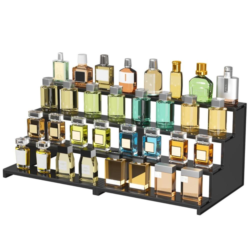 4 Tier Black Display Stand for Cologne,Perfume,Figures, Cupcake, Dessert, Spice, Fragrance, Countertop, Vanity, Dresser, Cabinet Use Racks Set Organizer