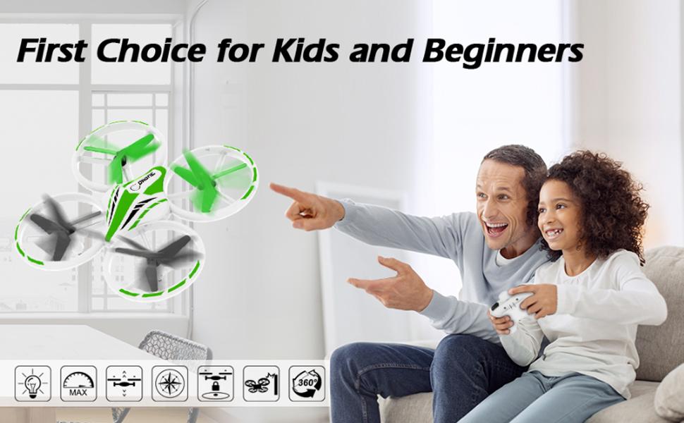 AFUNX Drone for Kids and Beginners Mini RC Helicopter Quadcopter Drone with 7 color LED Lights, Altitude Hold, Headless Mode, Kids Little Drone Toys Gifts for Boys and Girls with Remote Control ( Green Red)