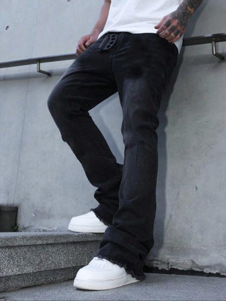 Men's Fashionable Washed Denim Jeans, Trendy Street Style Hip Hop Pants, Versatile Leg Shaping Design, Perfect for Casual Wear