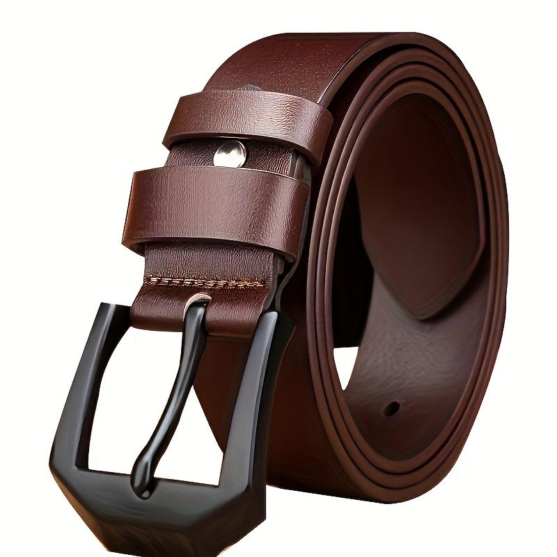 1 men's belt, vintage casual business style, adjustable black/brown belt body, paired with an alloy square buckle