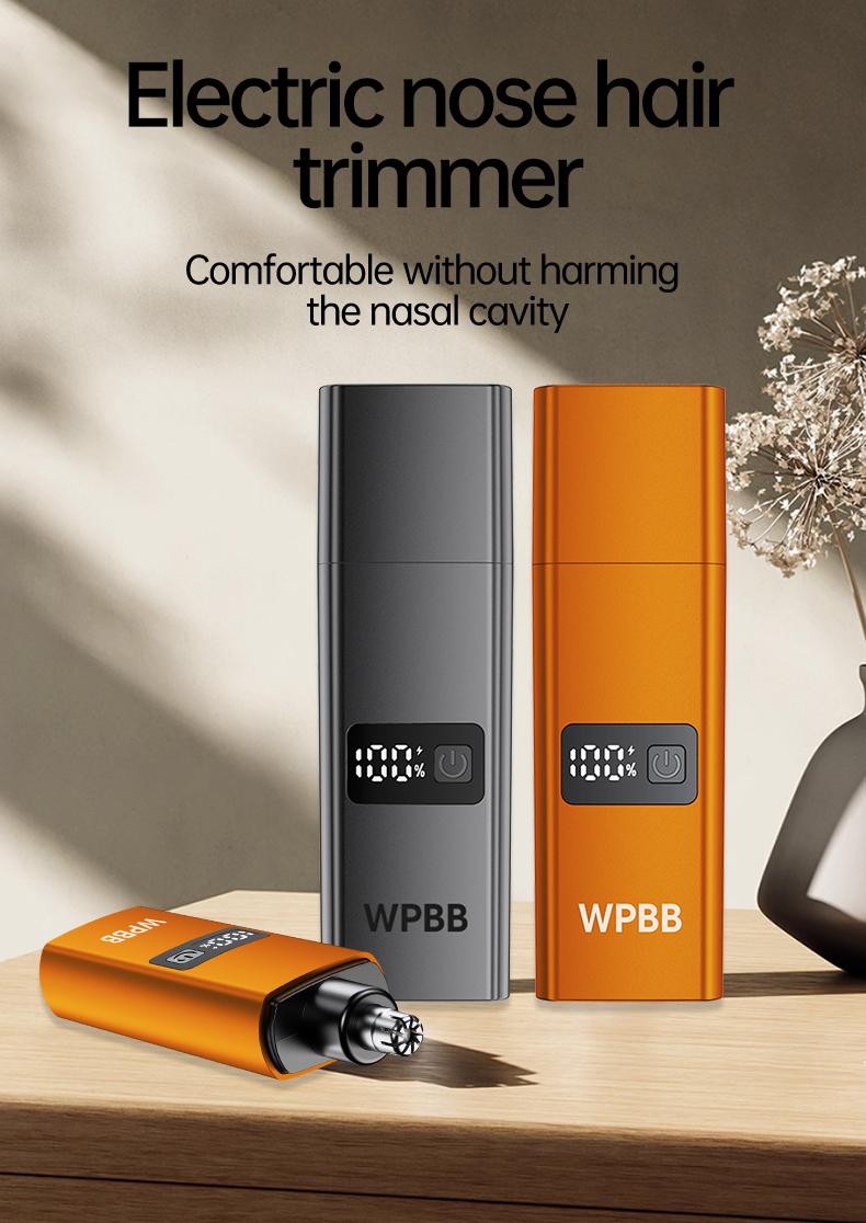 WPBB Electric Nose Hair Trimmer,Professional Painless Eyebrow & Facial Hair Trimmer for Men Women,Led Display Nose Clipper,Nose and Ear Hair Trimmer Travel,Easy to Clean,Gifts for Men Women