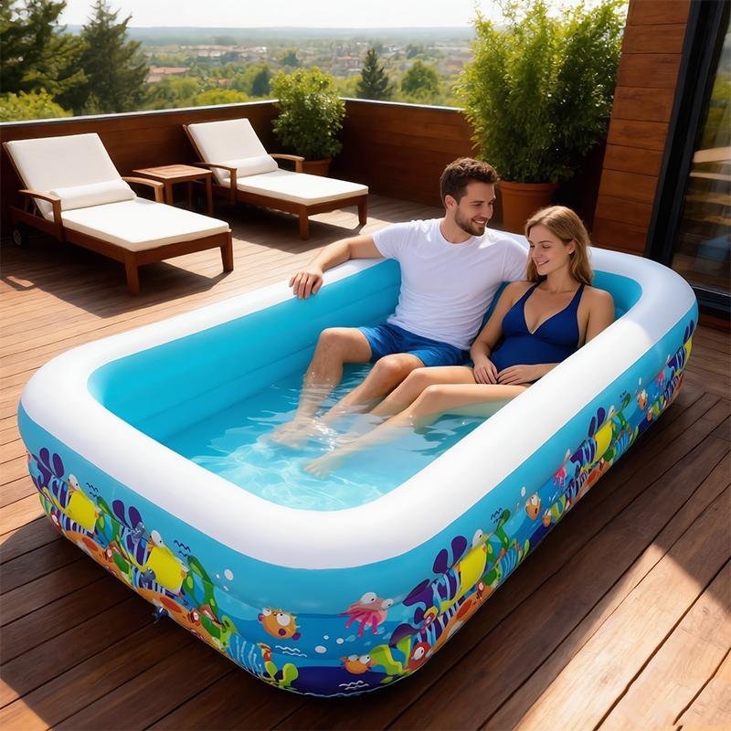 Large Inflatable Pool, Yard Relaxation Water Pool, Thickened Air Cushion Structure, Stable Support, Portable, Quick Inflate & Drain, Portable Swimming Pool