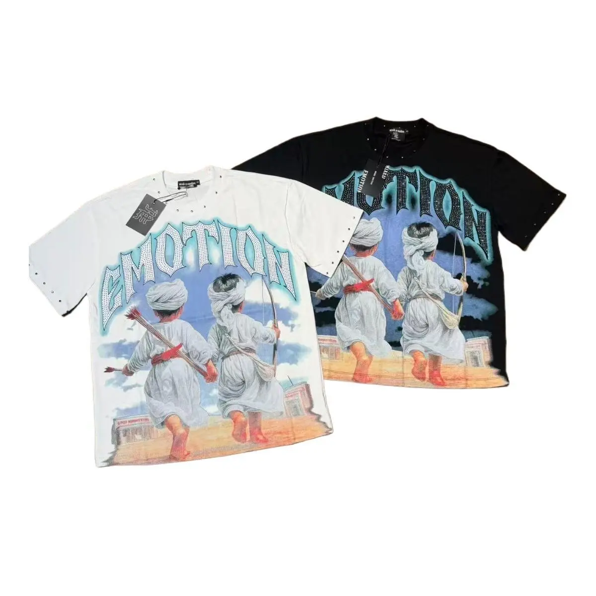 Unisex Cotton Oversized Rhinestone Graphic Tees, 2026 Mixed Emotion American Mask Angel Print Vintage Y2K Streetwear Loose Short Sleeve T Shirt, Moisture Wicking Couple Matching Tops For Fathers Day & Memorial Day | graphic tees | tiktok shop deals