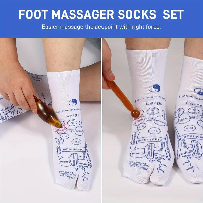 Reflexology Bliss Sock Set - Relieves Body Stress & Aches with Massage Tool, Acupressure, Feet Acupuncture Point Massage Pen, and Trigger Health & Wellness - Promotes Relaxation, Improves Circulation, and Boosts Energy