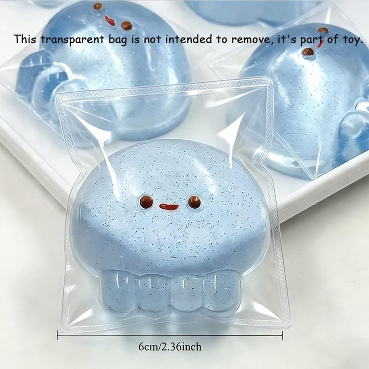 Three-Color Jellyfish Stress Relief Toy, Quick Rebound Feel, Blue Transparent, Relax and Focus, Fun Novelty Squeeze Toy, Office Desk Item, Holiday Birthday Gift