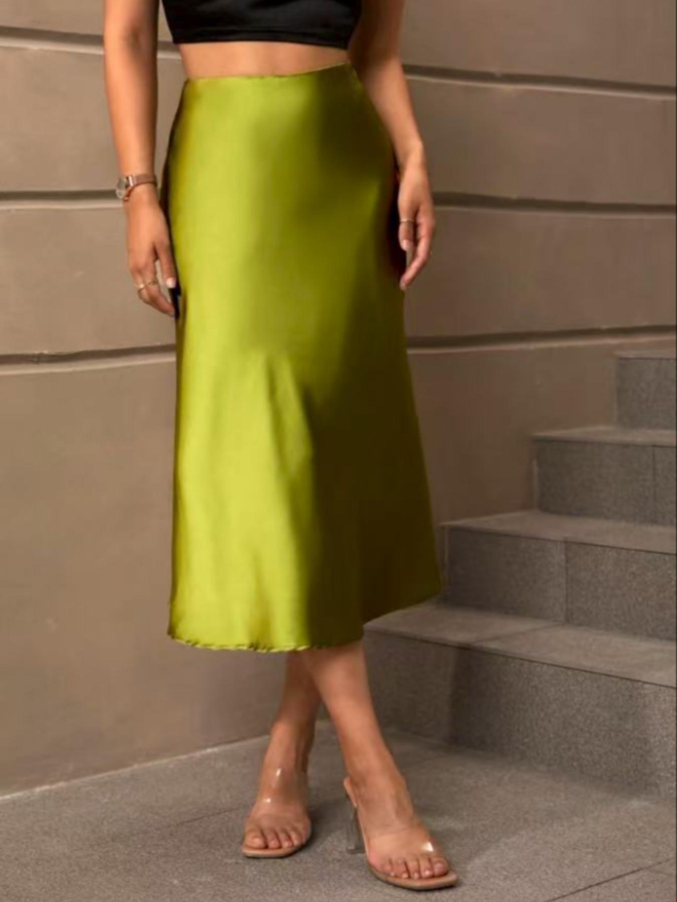 Elegant Women's High-Waisted Satin Skirt, Perfect for Daily Wear & Parties, Stylish Ladies' Fashion Accessory