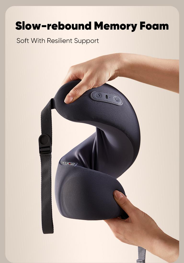 CINCOM U-Shaped Neck Massager Pillow（Midnight Blue） for Cervical Support, with Soothing Heat & Kneading, 360° Memory Foam Support, Cordless, Rechargeable & Portable, Perfect Gift for Black Friday, Thanksgiving, Christmas, Birthdays & More