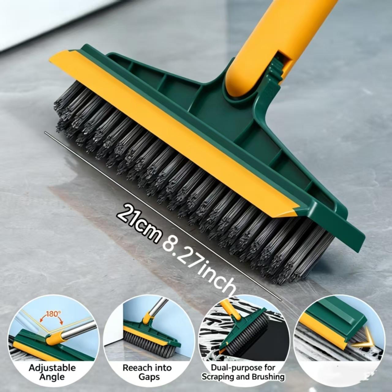 3-In-1 Rotatable V-Type Floor Brush, Ergonomic Handle for Hard Floors, Durable Plastic Scrubber with Water Scraping, Multi-Purpose Tile Cleaner, Cleaning