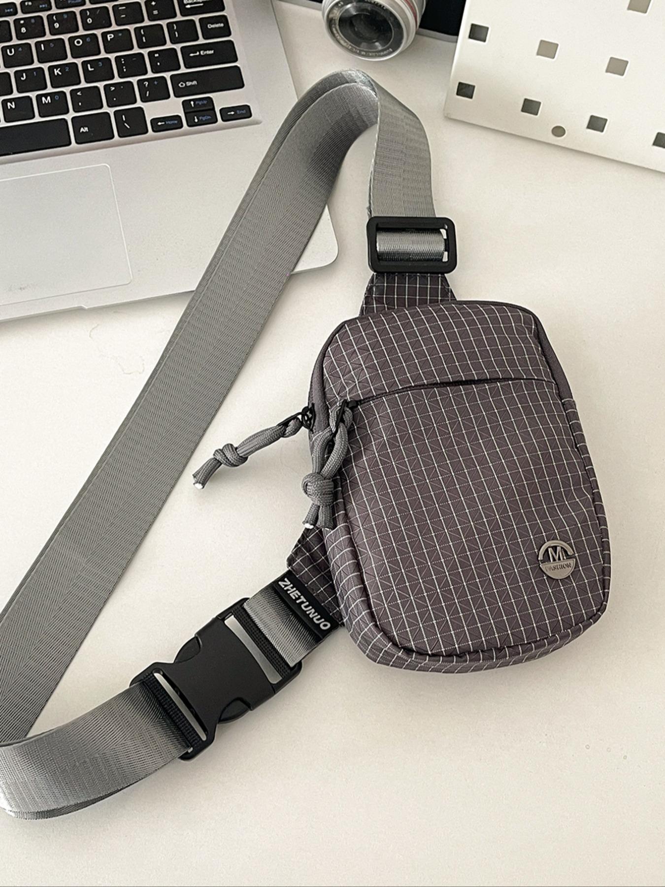 New Trendy Fashion Unique Design High-End Texture All-Season Outdoor Commute Versatile Travel Personality Casual Plaid Small Bag, Lightweight Unisex Multifunctional Shoulder Crossbody Bag