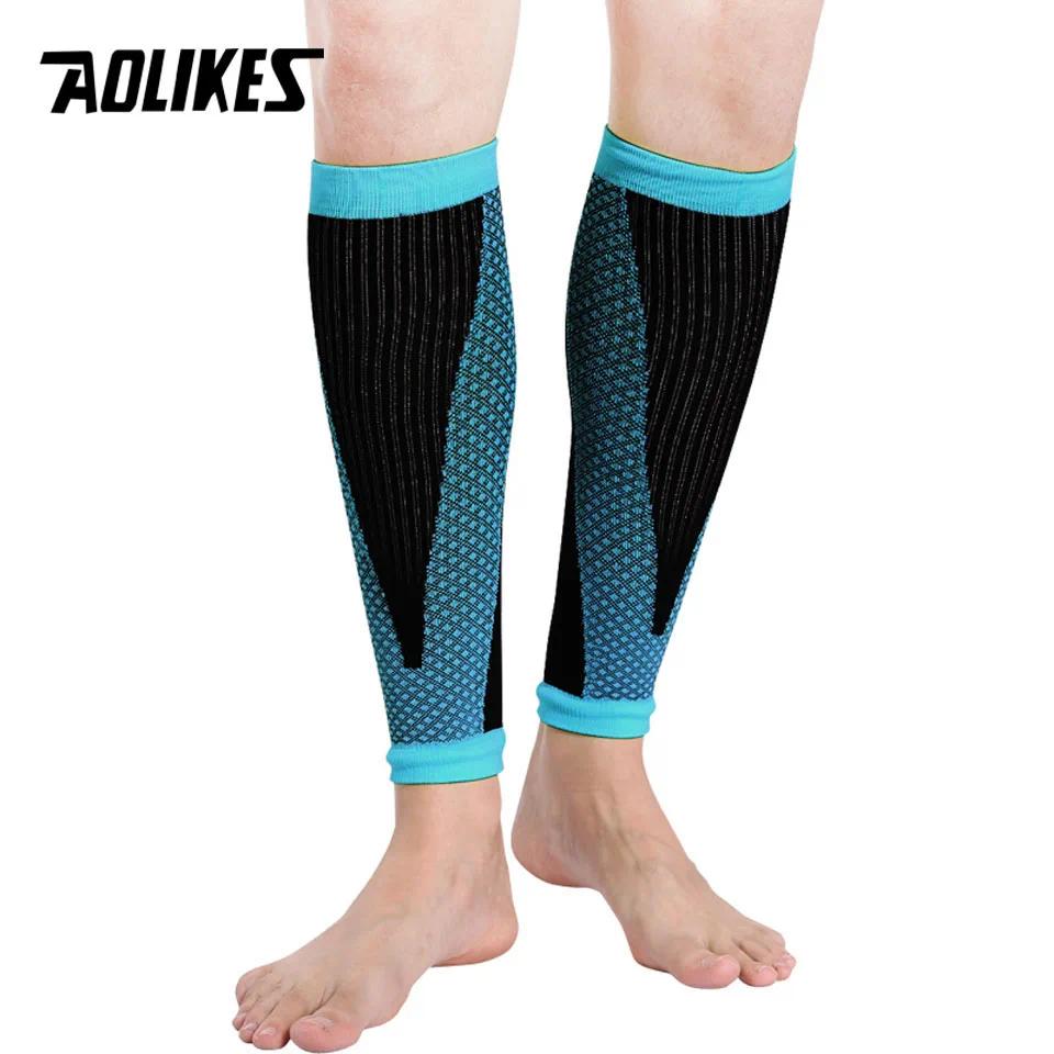 AOLIKES 1 Pair Shin Guards Soccer Football Protective Leg Calf Compression Sleeves Cycling Running Sports Safety shinguards