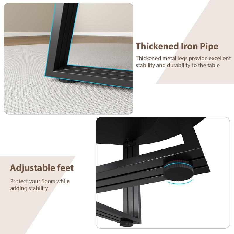 Round Dining Table for 4-6, 42" Kitchen Table with Storage, Circle Dinner Tables for Kitchen, Dining Room, Living Room, Meeting Room, Apartment