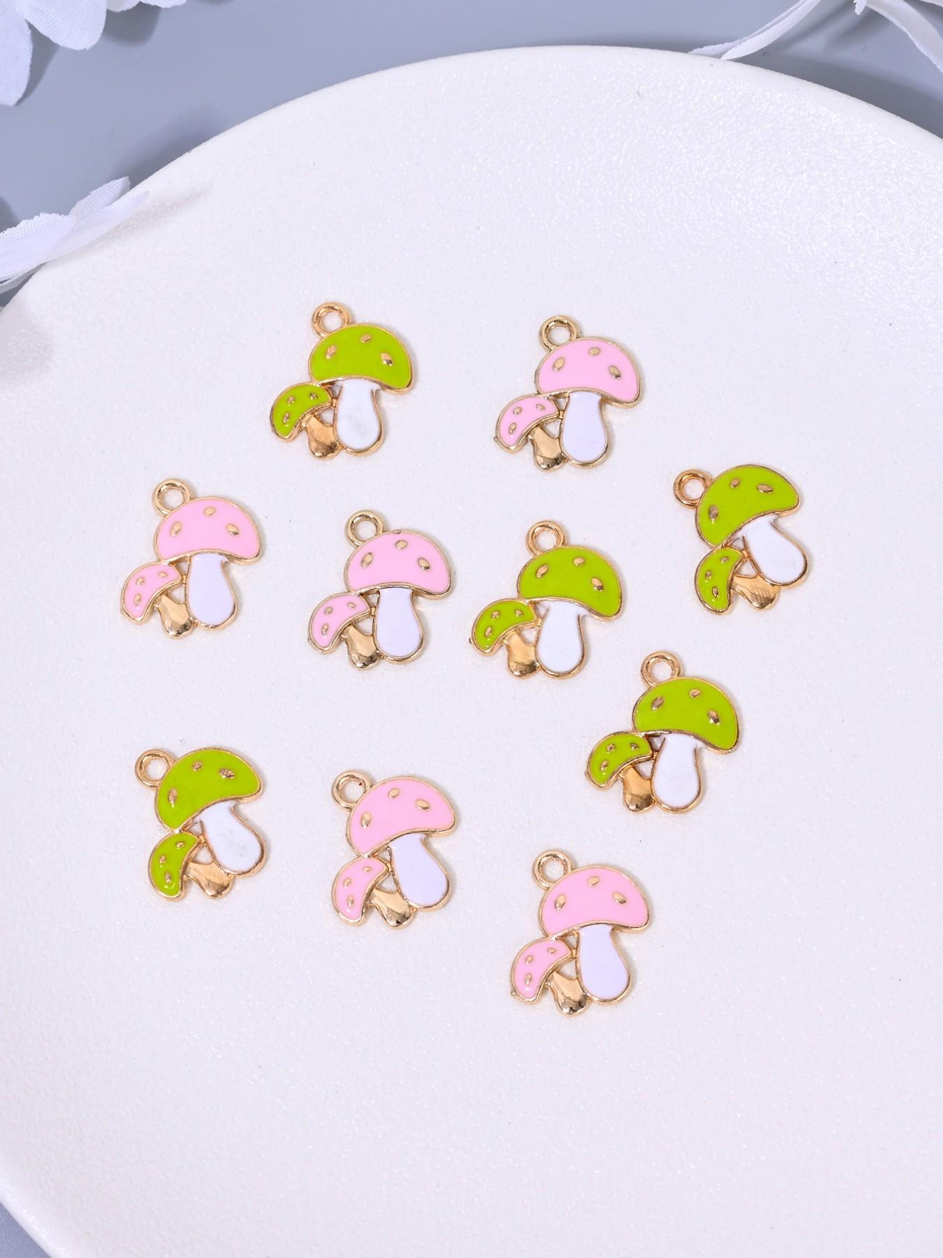 Cute Cartoon Mushroom Pendant, Perfect for DIY Jewelry Making, Includes Earrings, Necklaces, Bracelets, Keychains, Set of 10