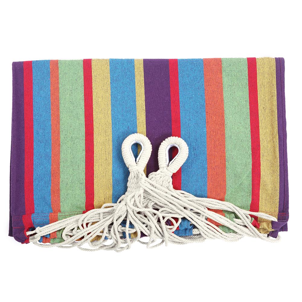 Double Hammock with Stand - 250lb Capacity Heavy-Duty Steel Frame & Carry Bag - Brazilian-Style Cotton for Backyard, Camping, Garden Outdoorfun