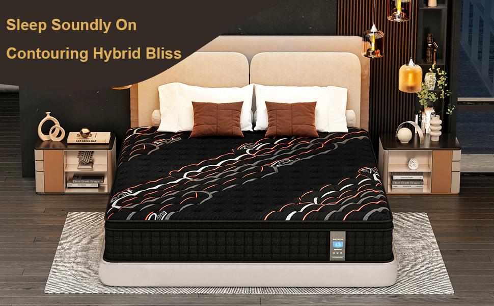 MRH 10”12”14-Inch Twin，Full，Queen，King，Luxury Hybrid Mattress -Memory Foamand Individual Pocket Springs for UltimateComfort and Support -Perfect for Family Roomsand Hotels in