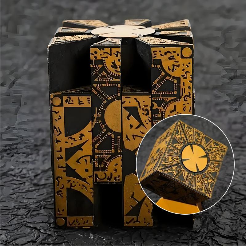 Functional Hellraiser Puzzle Box Detachable Deformation Lock Box with Base Horror Collectible Puzzle Solving Toy Decor