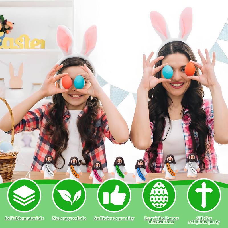 90pcs Little Jesus Figures Easter Jesus Loves You Original Design Religious Toys Little Figures to Hide and Seek Sunday School Religious Party Favors for Easter Egg Stuffers(Bright Colors)
