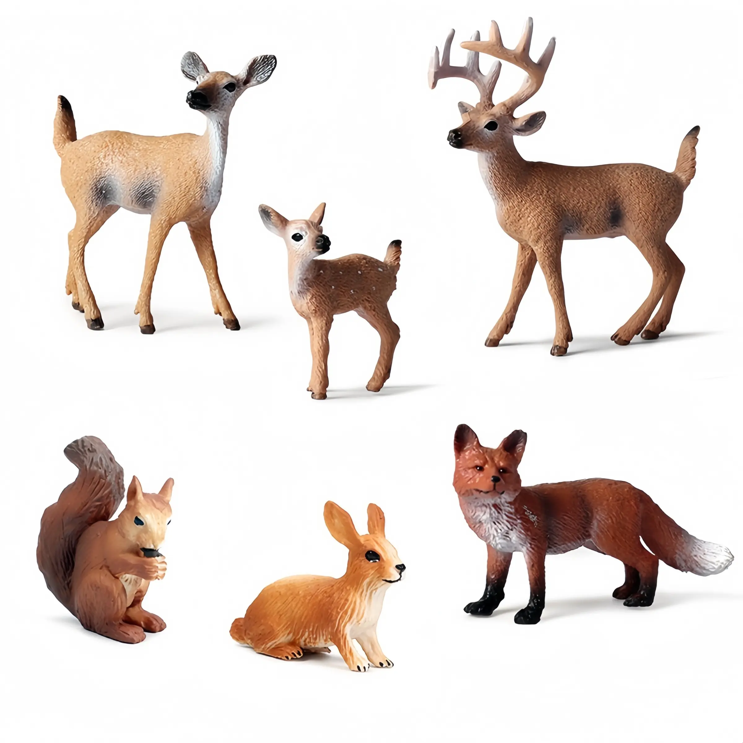 16Pcs Mini Realistic Forest Wild Animal Model Figurines Small Wildlife Creature Figures Toy Kids Educational Cognitive Toy Cake Topper Micro Landscape Moss Terrarium Decor Miniature Scenery Accessories Animal Model Set