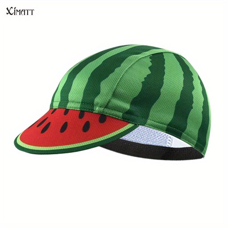 New Summer Watermelon Pattern Polyester Fiber Bicycle Helmet - Breathable Quick-Drying Mesh Details Hat, Mobile Outdoor Honeycomb Ventilation Machine-Made Sun Protection Headgear, Mesh Details Hats, Mobile Outdoor Hats