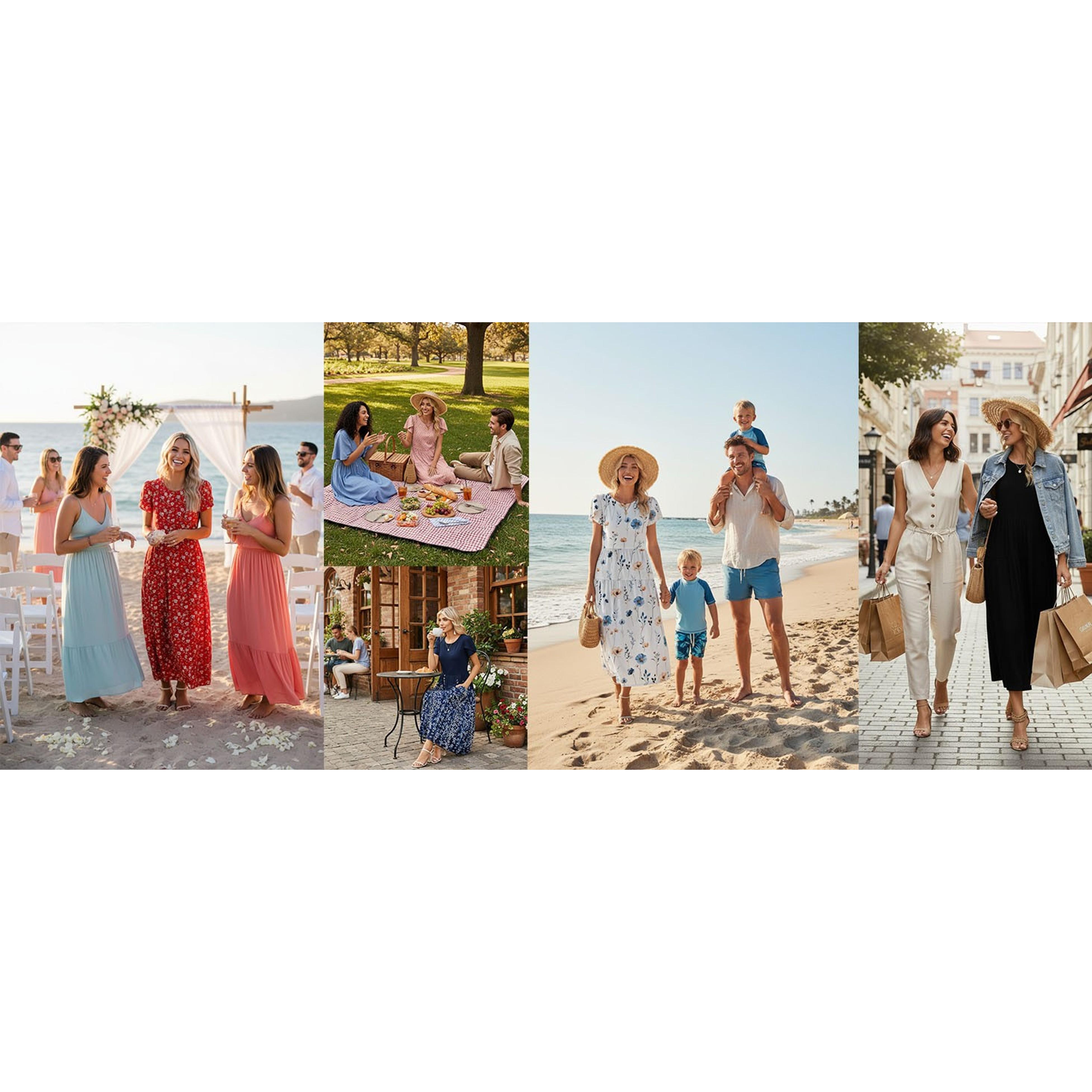 Summer Dresses for Women 2026 Maxi Bohemian Floral Short Sleeve Long Dress Casual Flowy Tiered Beach Sundress(Gift)