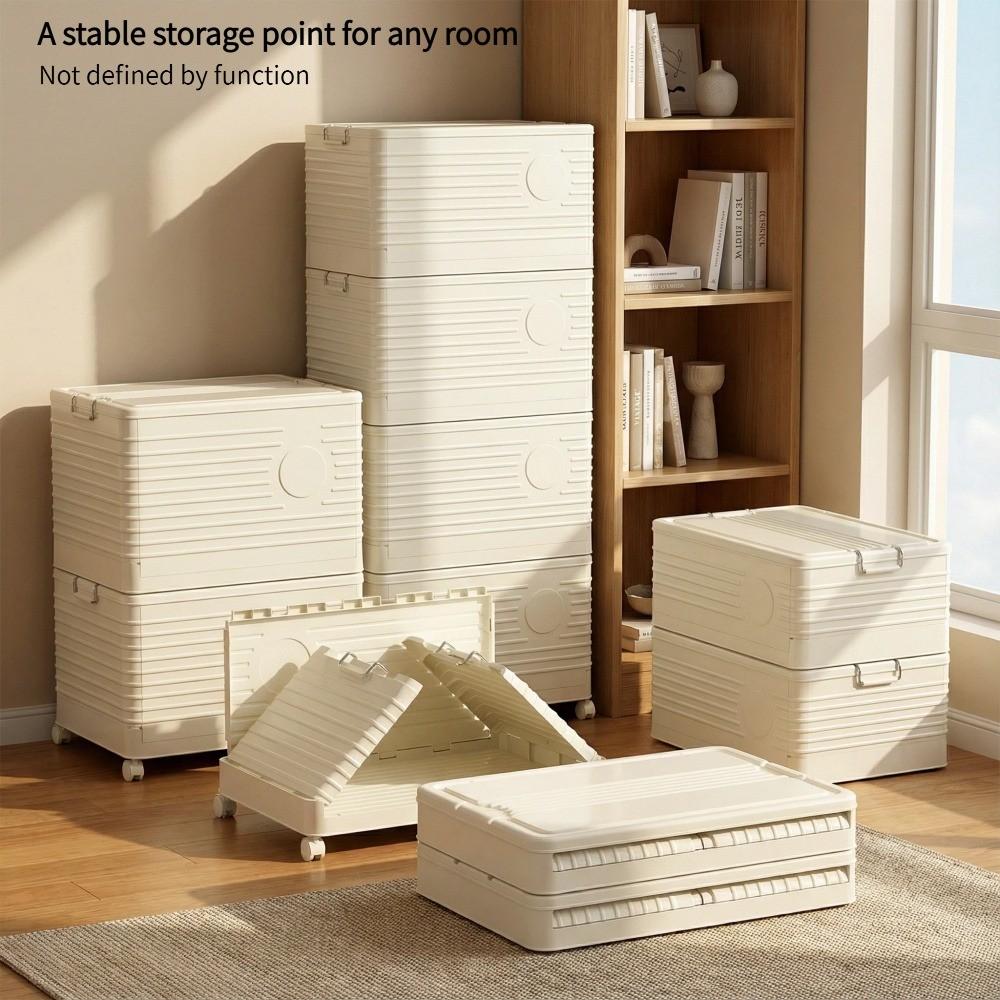Modular Foldable Storage Box with Wheels | Stackable Design & Dustproof Lid | For Bedroom, Closet & Small Spaces | Home Storage