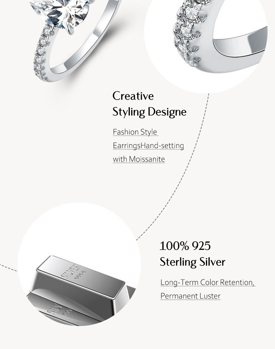 Pear Cut 3CT Synthetic Moissanite Rings  for Women Wedding Ring Valentine's Day Gift R021