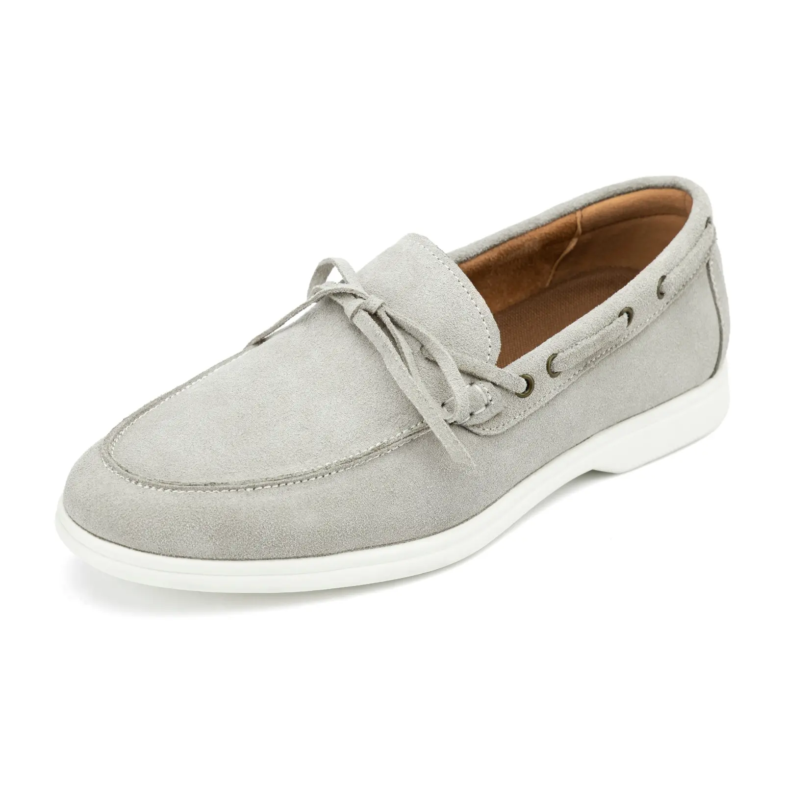 Meijiana Men's Genuine Leather Loafers Slip-On Moccasins with Decorative Laces, Suede Dress Shoes, Lightweight and Breathable with Rubber Sole, Stylish Men's Loafers,