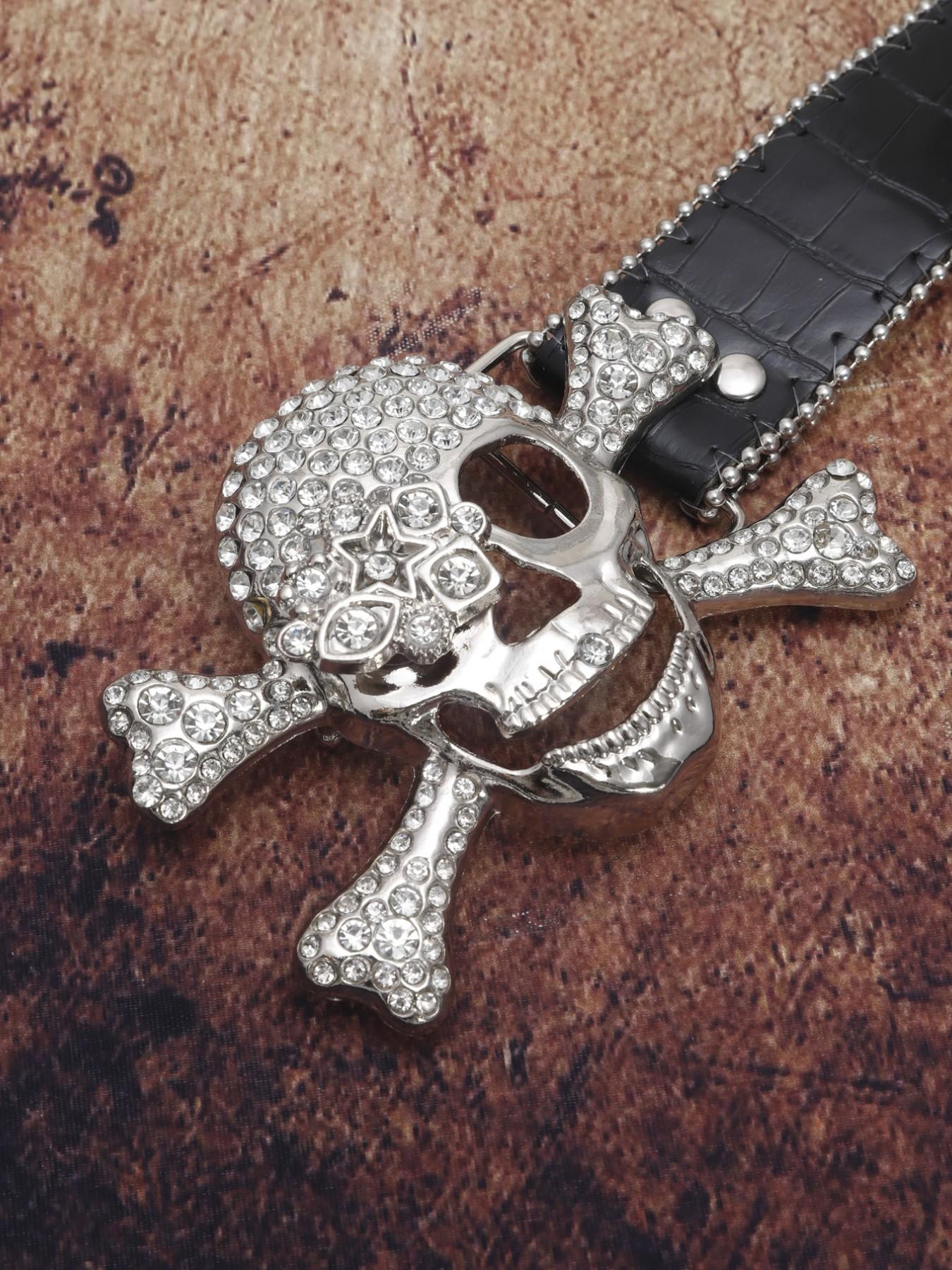 Rhinestone Studded Western Belt Y2K Cowgirl Faux Leather Bling Accessory Glam Western Wide Studded Belt for Women Sparkling  main image 4