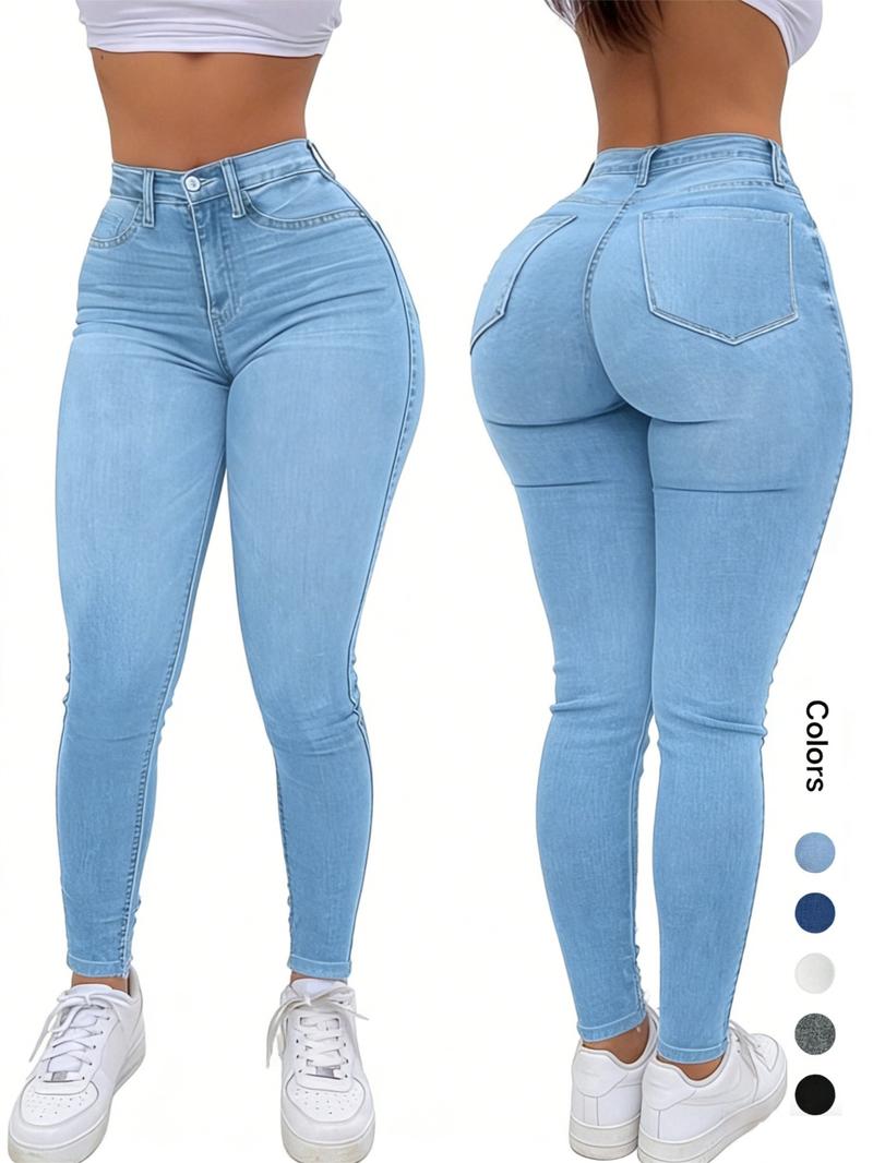 Women's High Waist Denim Jeans, Casual Comfy Denim Jeans for Daily Wear, Ladies Bottoms for All Seasons, T-Chic