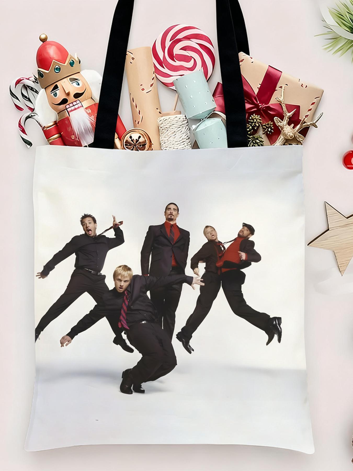 Backstreet Boys band Storage Bags Canvas Shopping Bag Christmas Party Tote Women's Handbag Festive Large Capacity Bag for Outdoor Picnic Party Travel Shopping Anime Crossbody Bags for Boys Girls Students Simple Tote