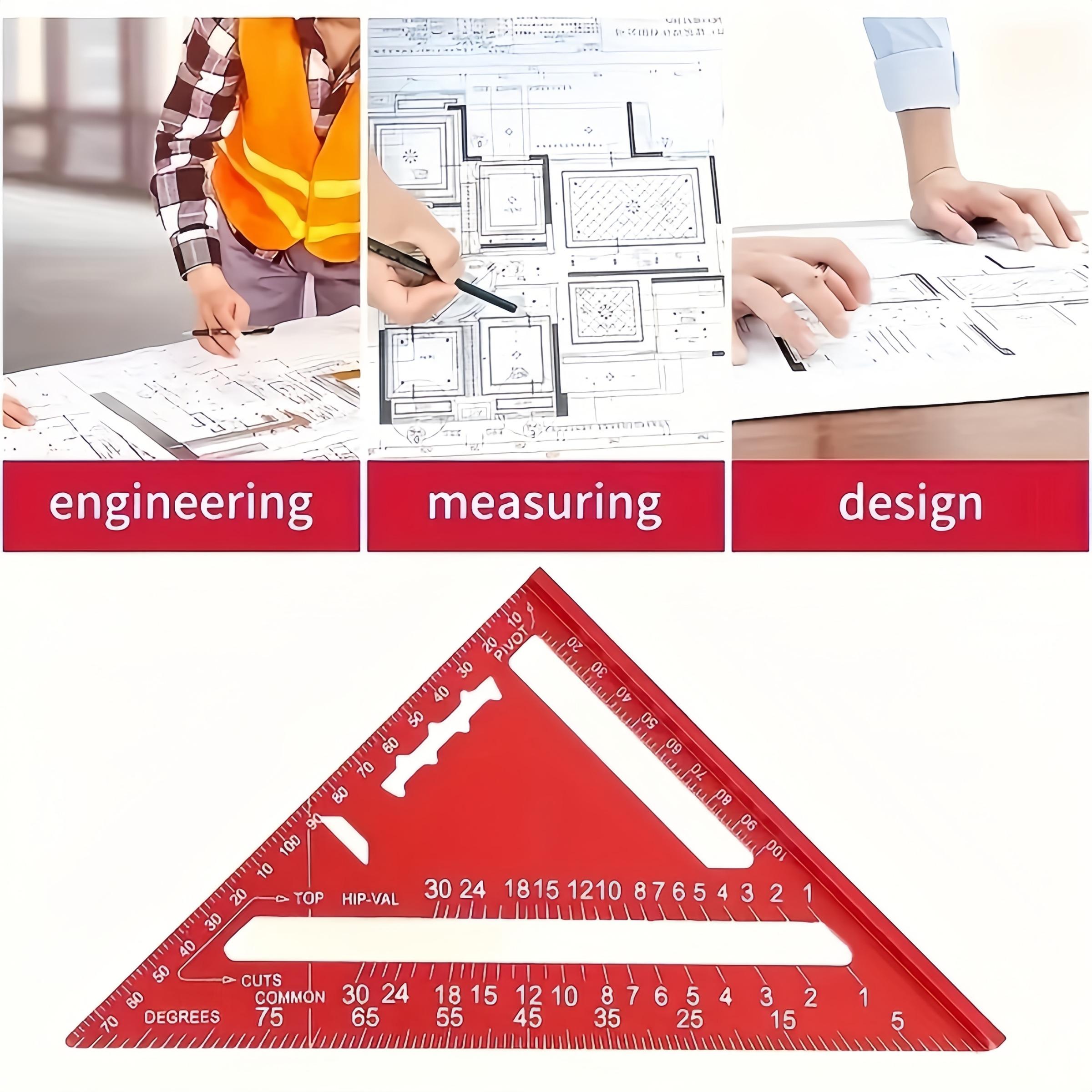 7 Inch Metric Triangular Ruler High Precision with 90° & 45° Angles Linear Measurement for Woodworking, Metalwork, Roofing, Drawing