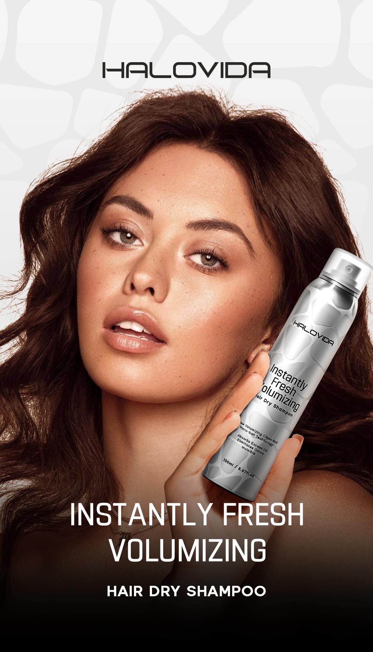 HALOVIDA INSTANT FRESH VOLUMZING HAIR DRY SHAMPOO 5.07FL.OZ - Organic Cleansing Dry shampoo for Voluminous & Hydrated Hair,Adds Natural Volume,No white residue, Absorbs Oils, Suitable for All Hair Colors