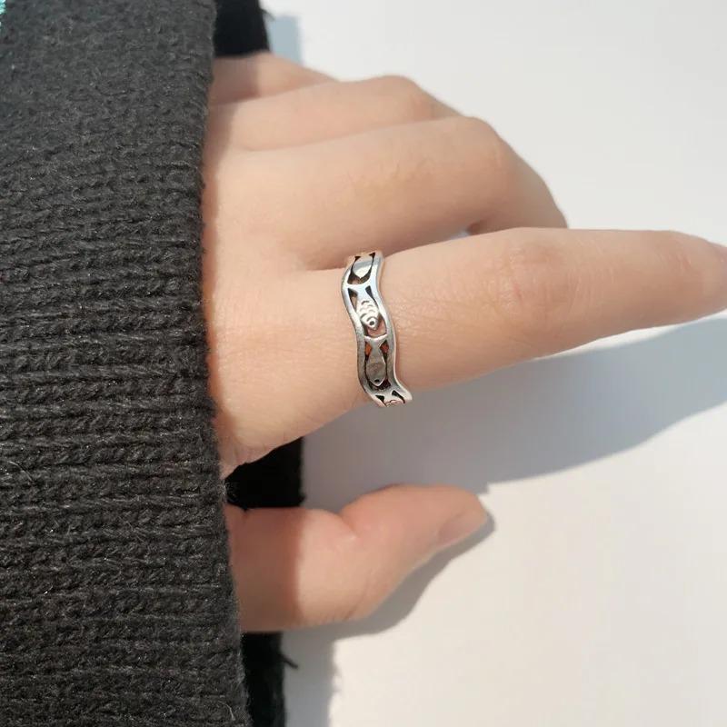 Vintage Silver Color Fish Couple Rings for Women Lover Fashion Creative Adjustable Opening Finger Ring Jewelry Valentines Day