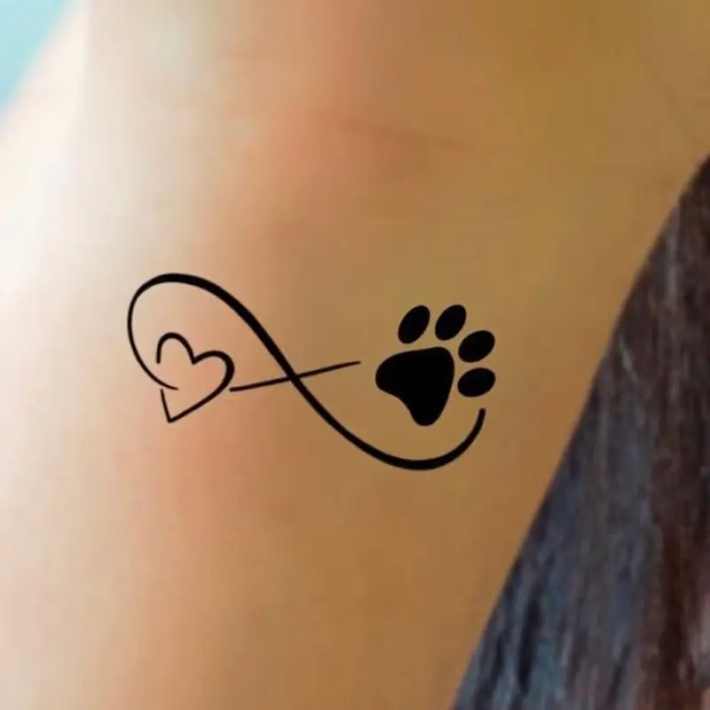 1pc Paw Print Infinity Temporary Tattoo / Paw Print Heart Tattoo / Dog Tattoo / dog print temp tattoo
