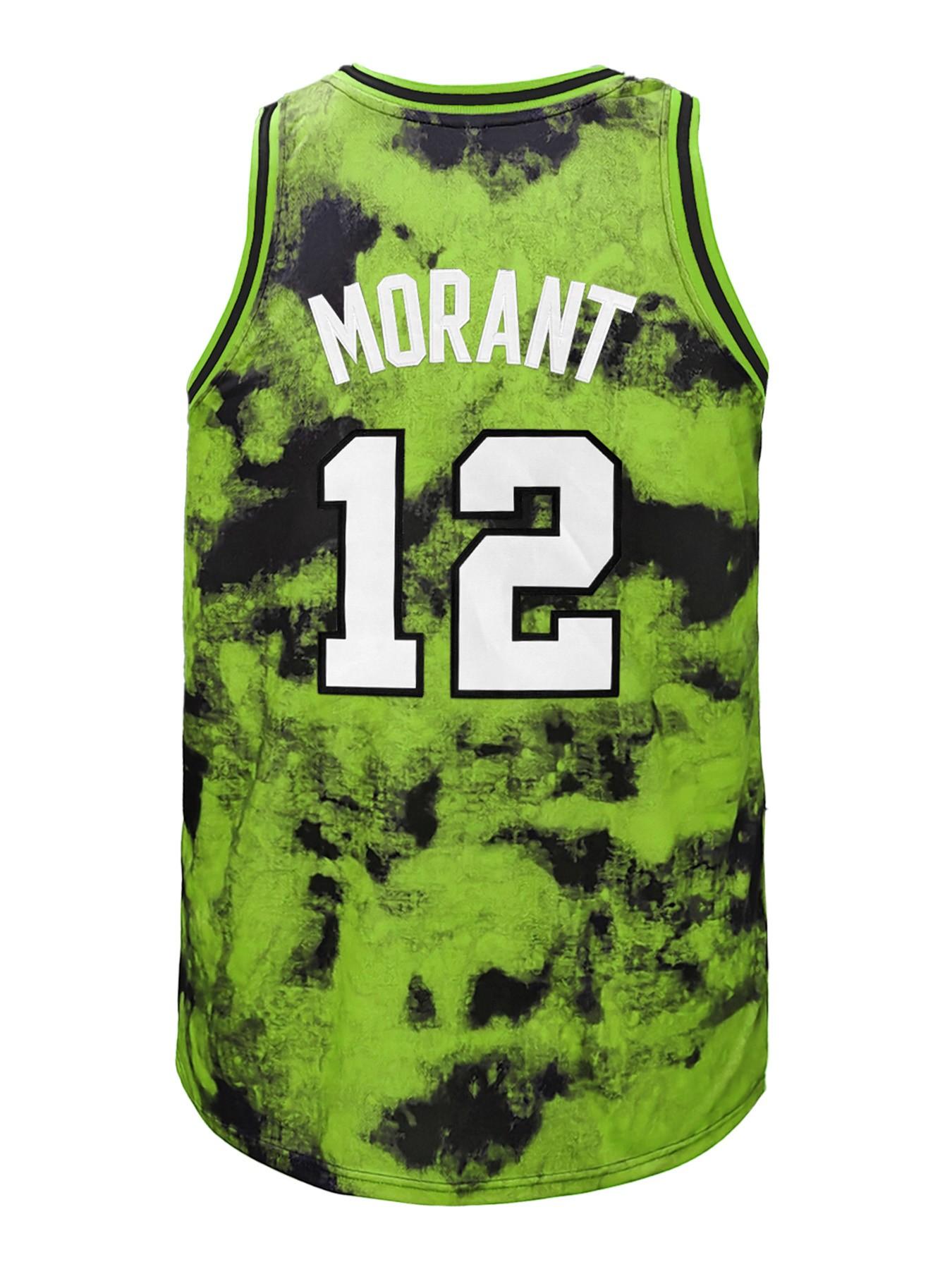 Men's Tie Dye #12 Memphis Basketball Jersey, Embroidered Breathable Sleeveless Basketball Top, Unisex Casual Sports Shirt for Basketball Fans Streetwear