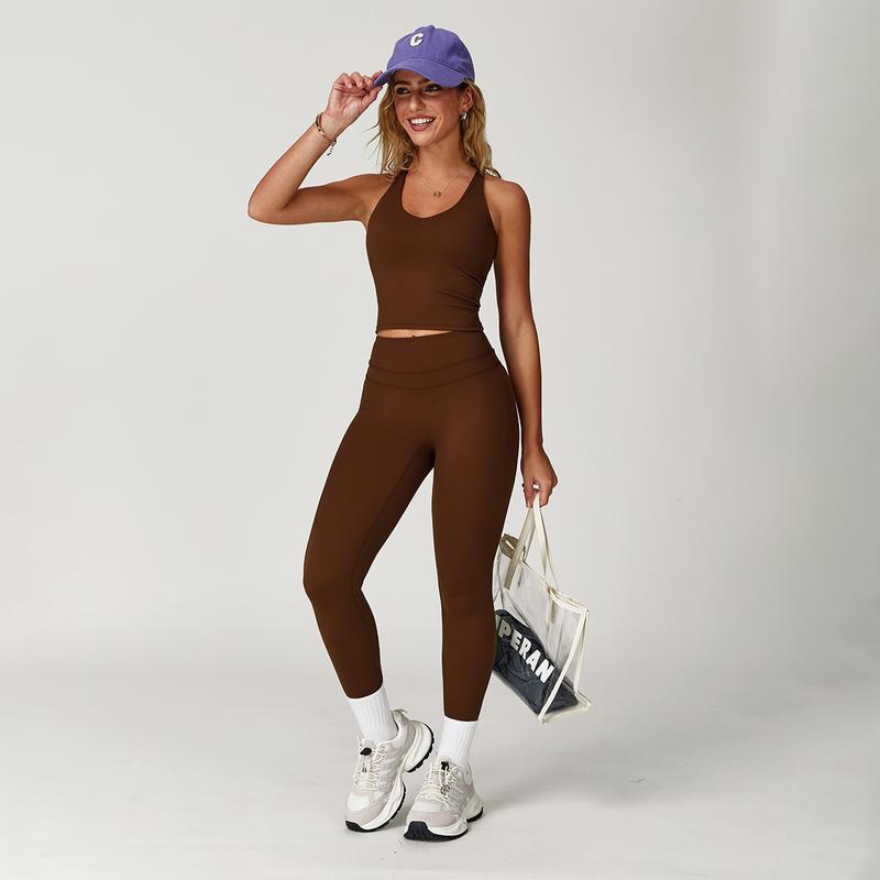 MASKERT Women's Two Piece Set Sports Tank Top & High Stretch Tight Leggings Tummy Control Workout Daily Wear Running Outfits MASKERT Women's Two Piece Set Sports Tank Top & High Stretch Tight Leggings Tummy Control Workout Daily Wear Running Outfits