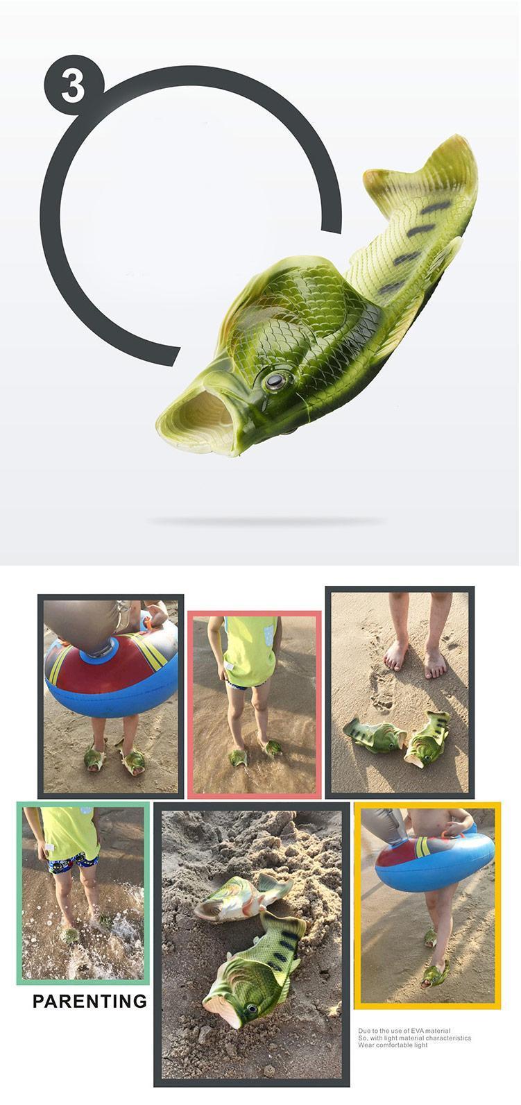 Slippers Man Funny  Footwear Family Shoes Parent-child Sandals Plus Size 24-47 Summer Beach Shoes Boys Unisex Fish Slippers 2023
