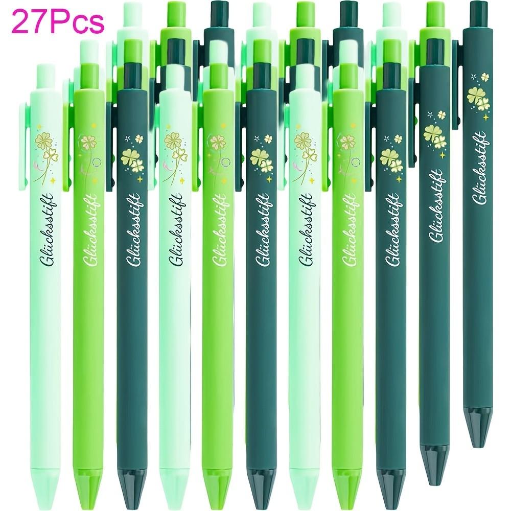 18/27/36 Pcs Four-Leaf Clover Element Pens - Ballpoint Pen Set, Black Ink, ABS Plastic Ballpoint Pens with Inspirational Sayings, Ideal for Employee Recognition - a Great Gift for Good Luck, Suitable for School