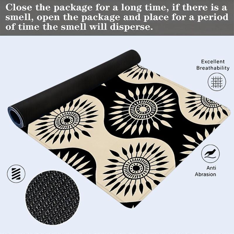 Black White Geometric Sunburst Desk Pad Gaming Mousepad XXL Mouse Pad For Laptop Desk Mouse Pad Extra Large With Non-Slip Rubber Base Stitched Edges Surface For PC Gamers Office Workers & Home Use Perfect Gift For Holidays And Special Occasions