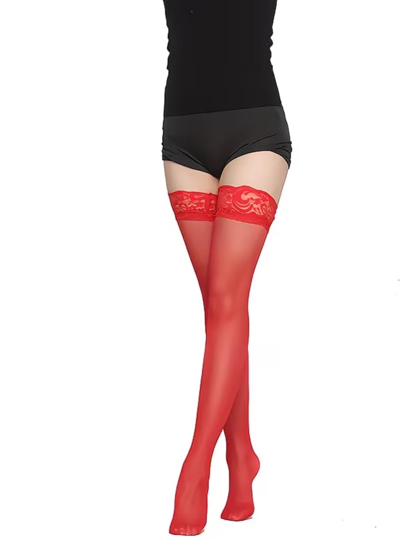 Fashionable Plain Lace Over-The-Knee Socks, Breathable Transparent Women's Long Socks, Ideal for Daily Wear, All Seasons