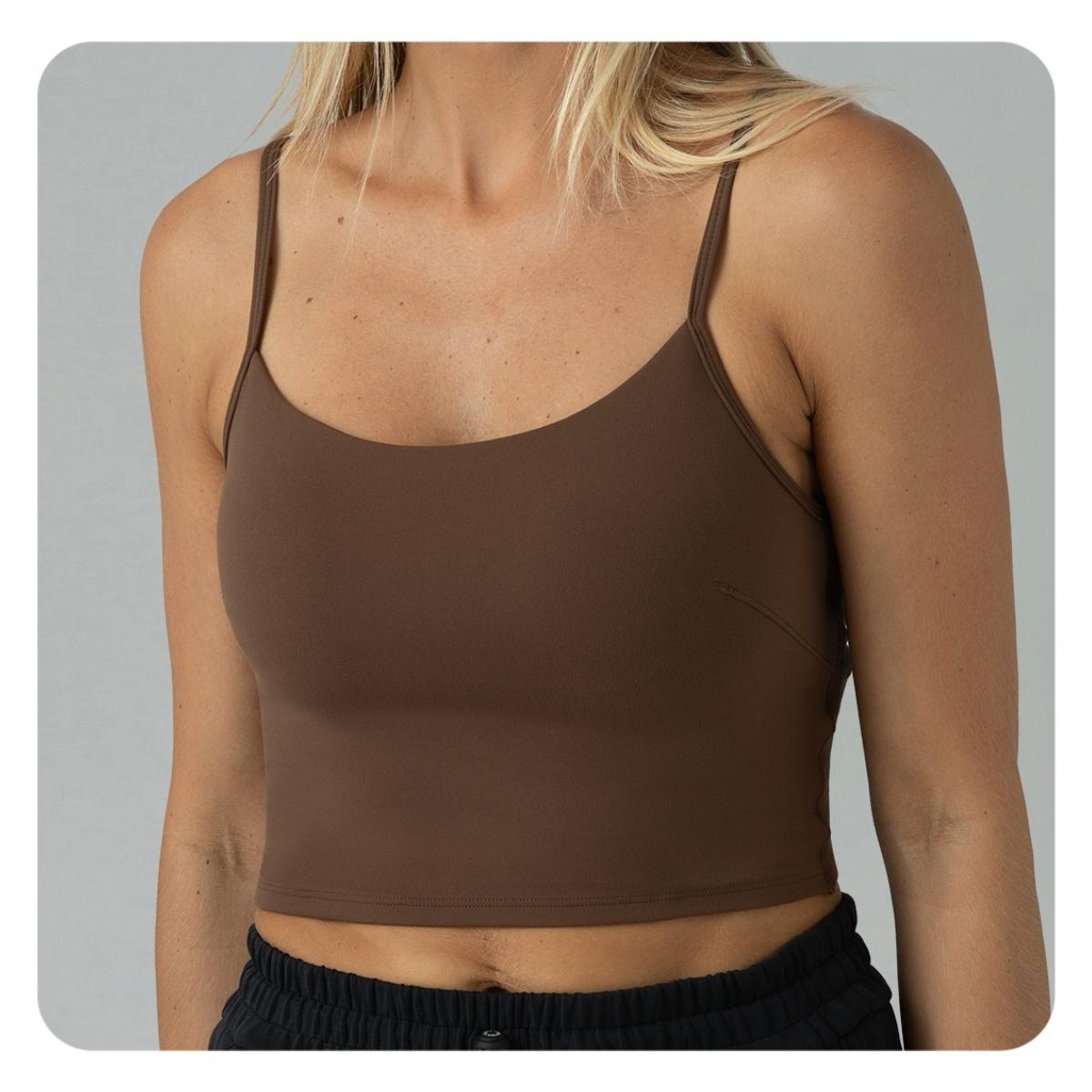 Colorfulkoala Women's Dreamlux Crop Tank Tops with Built in Bra Adjustable Workout Yoga Camisole