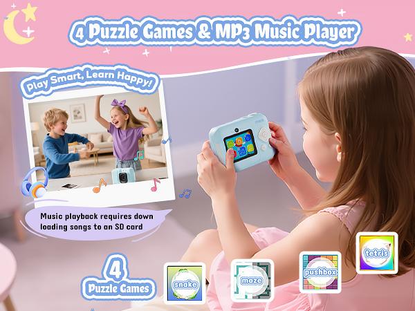 Instant Print Camera for Kids, HD Digital Camera, Christmas Birthday Gifts for Kids, Portable Toy Camera with 32GB SD Card & 3 Rolls Printing Paper