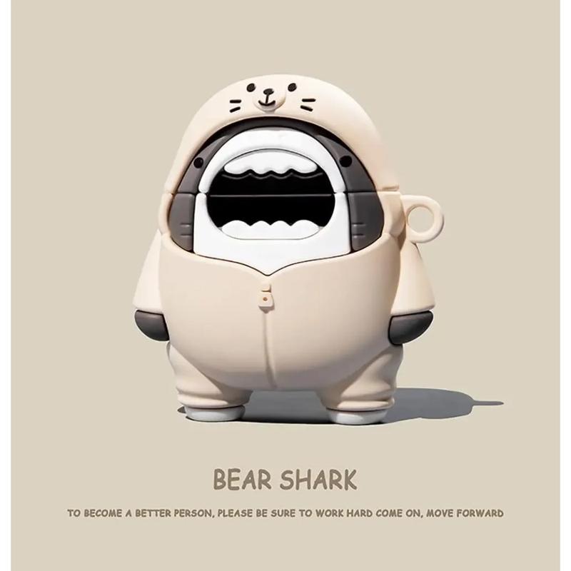 Cute Shark 3D Cartoon Silicone Cover for AirPods Pro 1/2 with Keychain  airpods pro case  air pods case