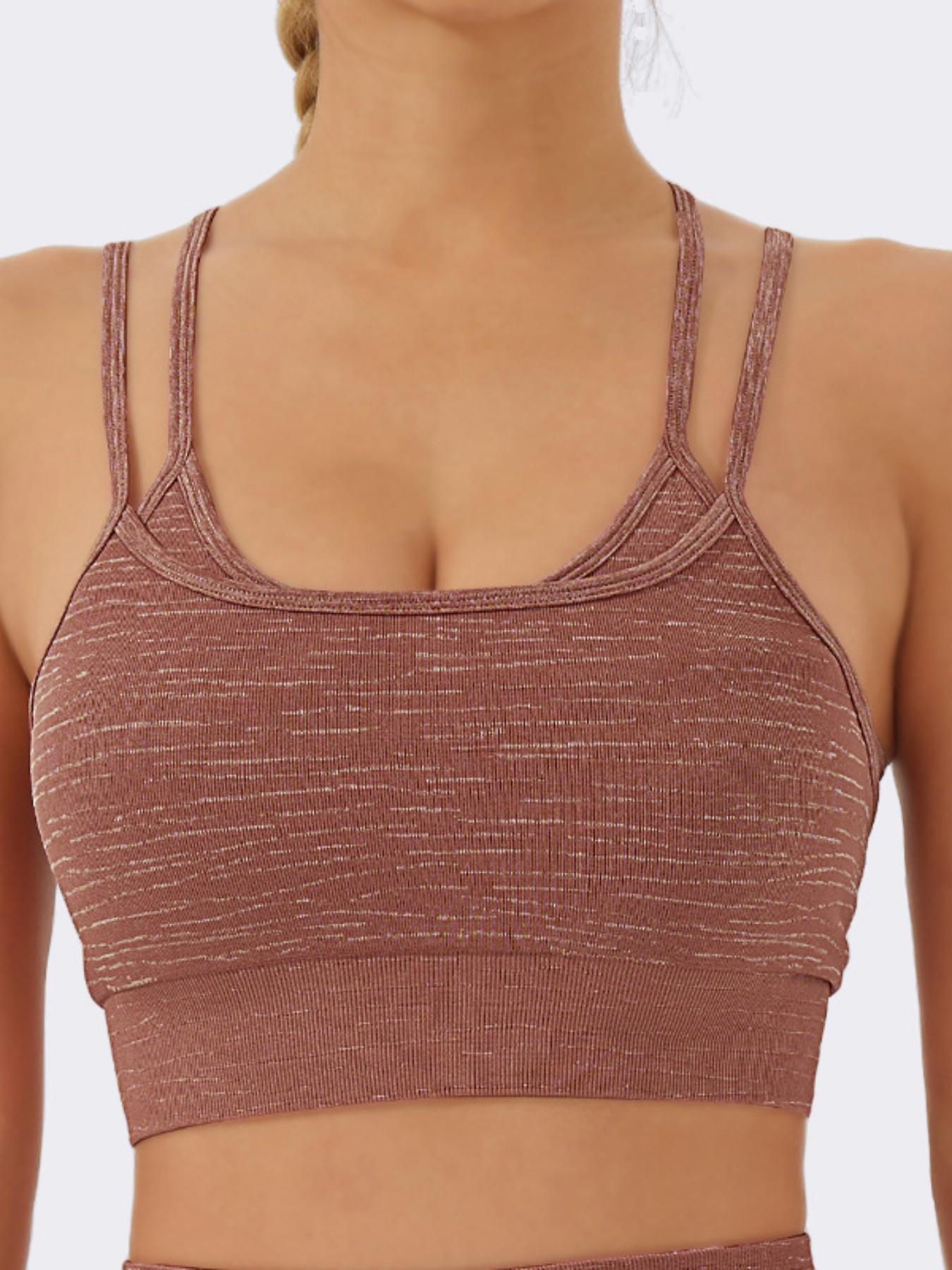 Marled Knit High Elastic Sports Bra, Push Up Gym Bra for Yoga Pilates, Comfortable Daily Wear, Ideal for Active Lifestyle