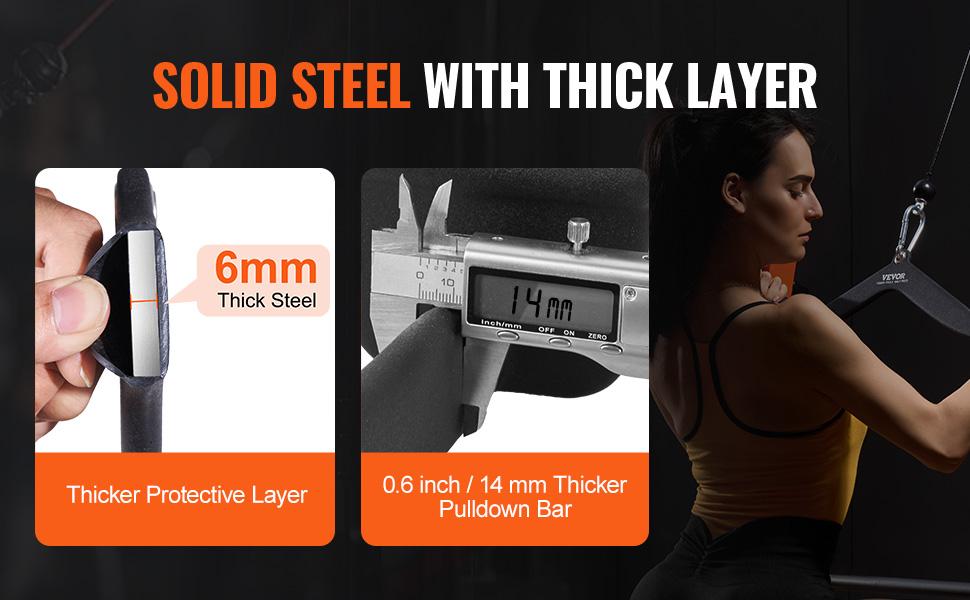 VEVOR LAT Pulldown Attachment, Cable Machine Rowing V-bar Attachment, Tricep Pull Down Bar, Back Strength Training Rubber Coated Handle Grip, Bicep Curl Tricep Lat Pulldown Bar for Home Gym Fitness