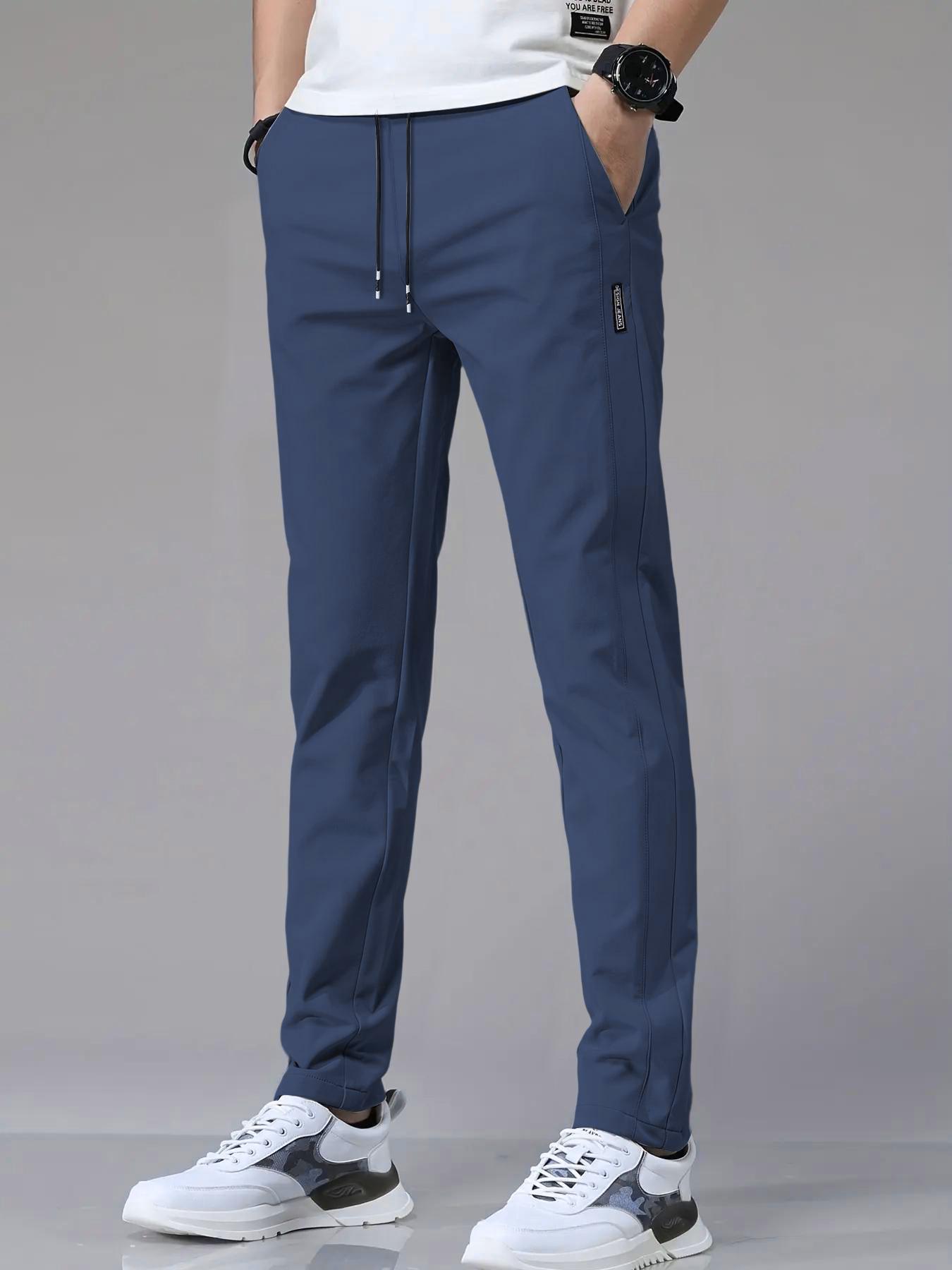 Men's Solid Color Casual Pants, Comfortable Regular Fit, Casual Stretch Waist, Daily Use Men's Trousers, Stylish and Versatile Design for Everyday Wear