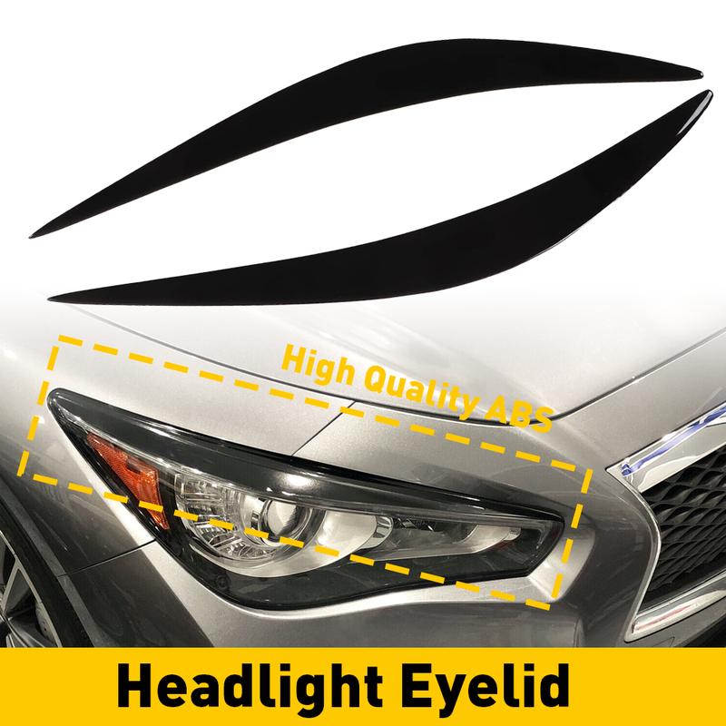 AUXITO For Infiniti Q50 14-21 High Quality Gloosy Black Headlight Eyelid Eyebrow Cover