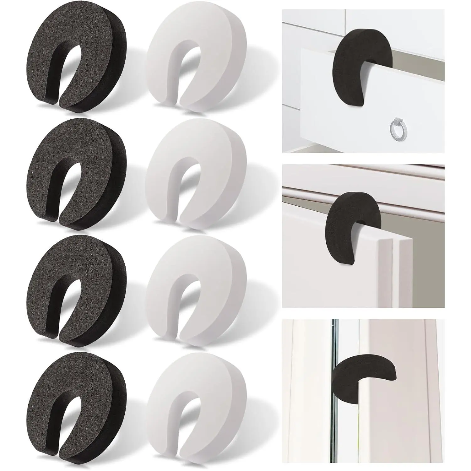 8 Pcs Multifunctional Foam Door Slam Stopper & Guard - Prevents Finger Injuries, Stops Slamming, Protects Children and Pets from Lock-In Risks, Door Guard